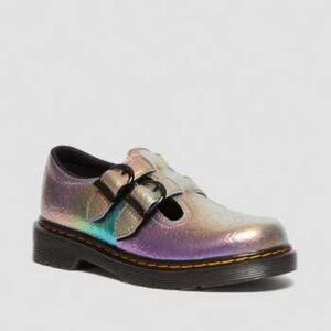 Dr Martens Junior  8065 Mary Jane Rainbow Iridescent Holographic T-strap Doc